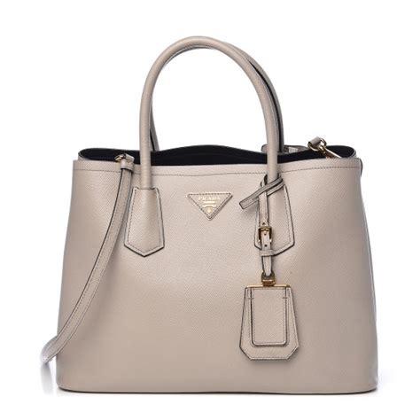 prada saffiano cuir double bag pomice|The New Must.